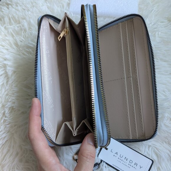 Laundry by Shelli Segal, Double Zip Long Wallet, Grey Blue, NWT Retail $58 - Picture 7 of 10